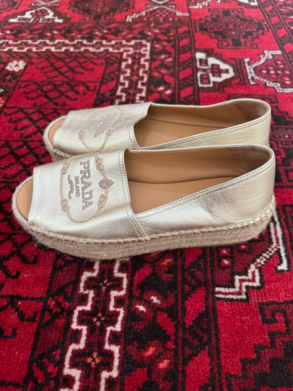 Prada Tan Leather Espadrilles NEW NIB - Picture 5 of 6